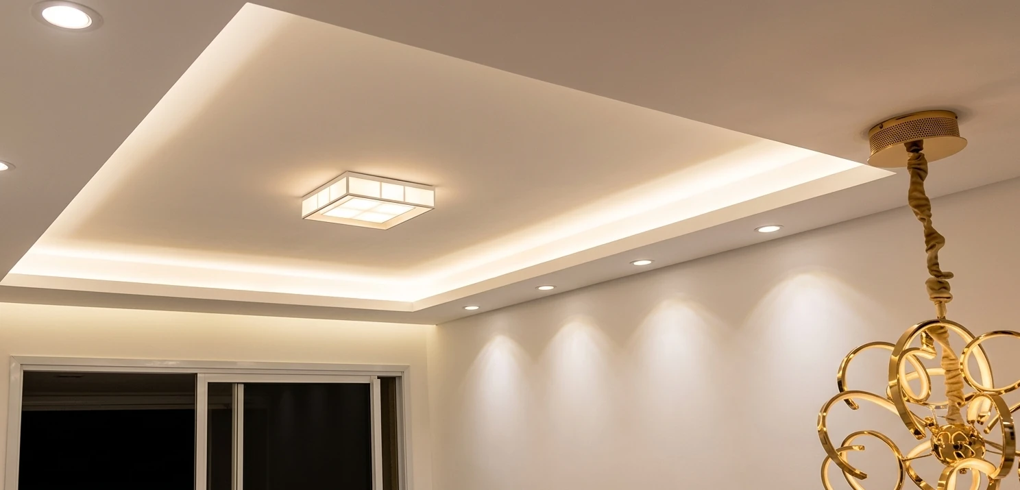 Rebaixamento em Drywall com Sanca Invertida e Iluminação Indireta