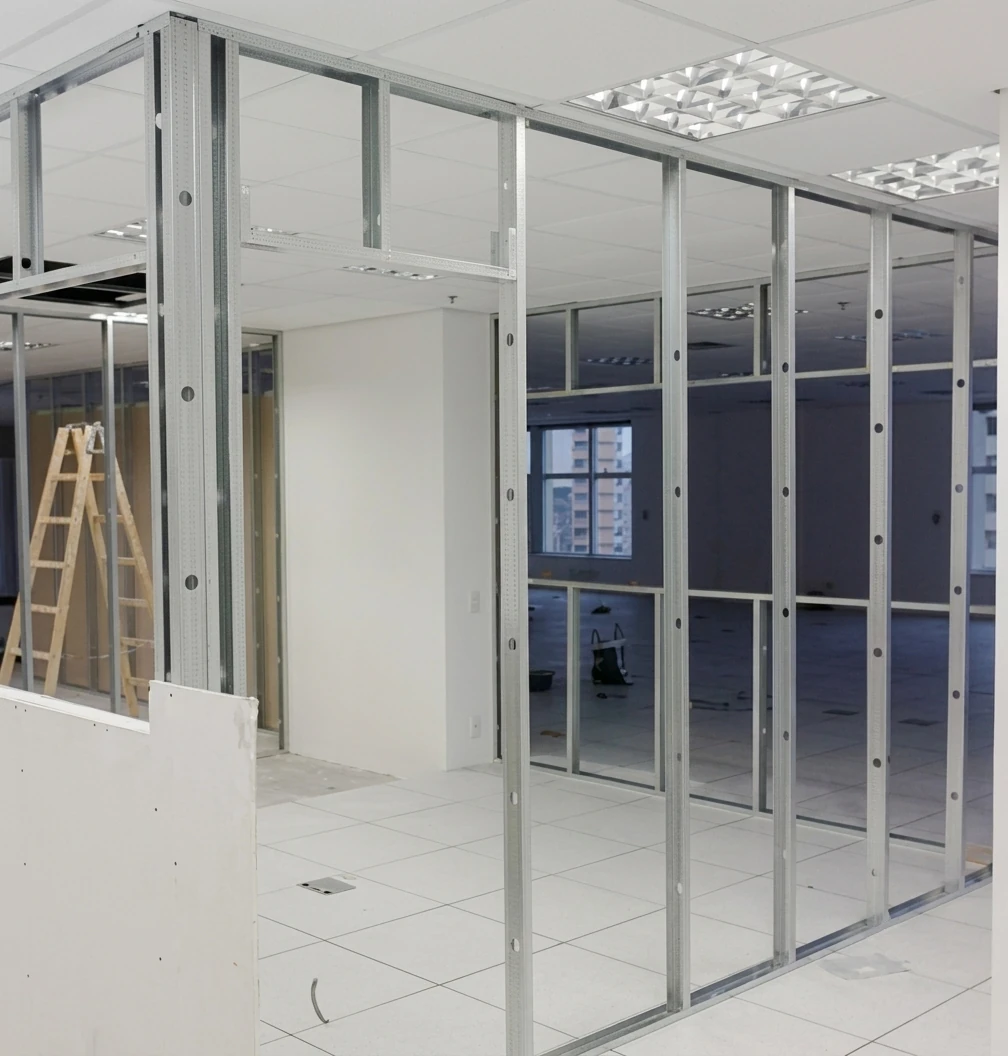 Projeto de divisórias e paredes em drywall executado pela Gesso Irajá